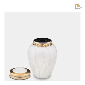 K290   Blessing Keepsake Urn Pearl White & Bru Gold