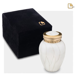 K290   Blessing Keepsake Urn Pearl White & Bru Gold