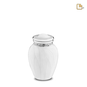 K297   Blessing Keepsake Urn Pearl White & Pol Silver