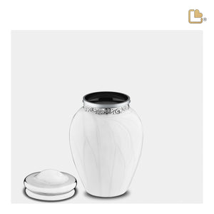 K297   Blessing Keepsake Urn Pearl White & Pol Silver