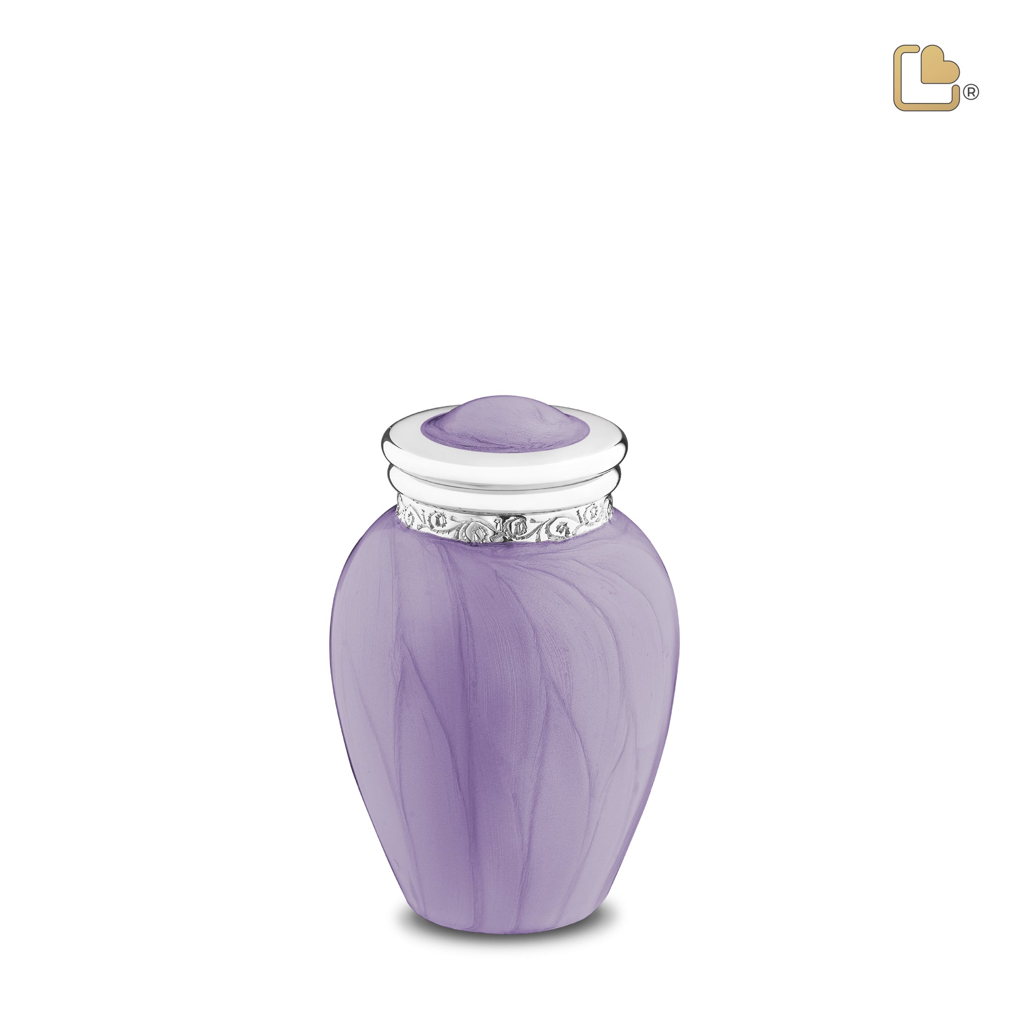 K298   Blessing Keepsake Urn Pearl Lavender & Pol Silver