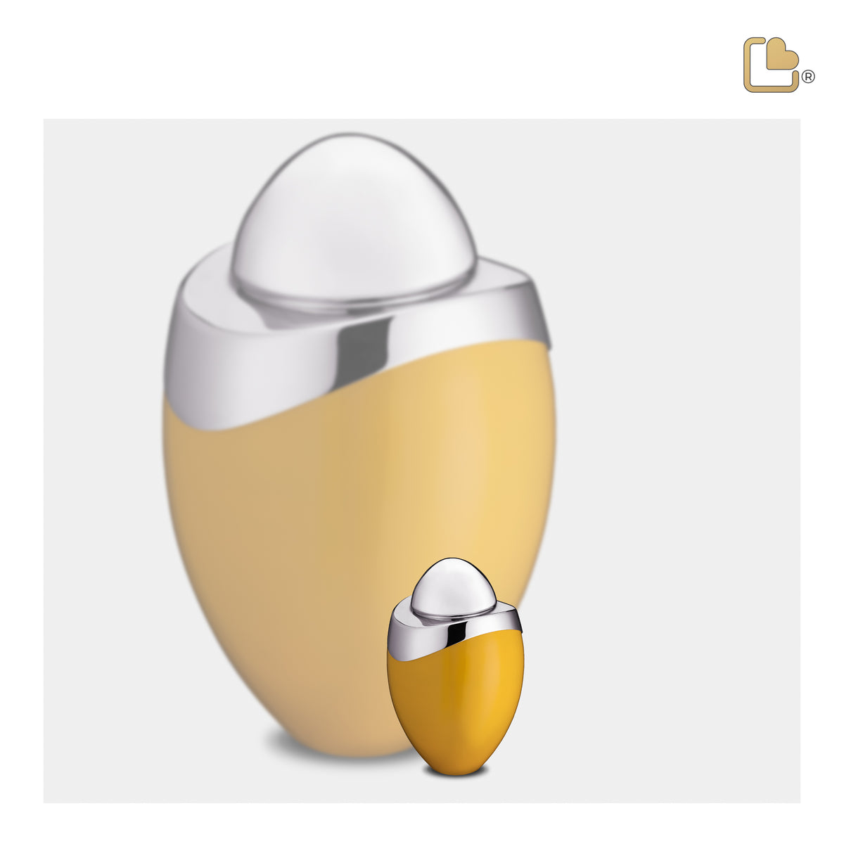 K360   Amore Keepsake Urn Yellow & Pol Silver