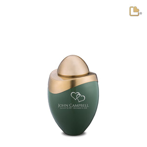 K362   Amore Keepsake Urn Sage Green & Bru Gold