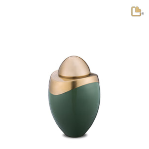 K362   Amore Keepsake Urn Sage Green & Bru Gold