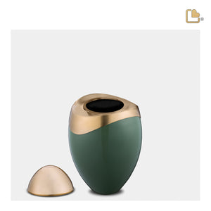 K362   Amore Keepsake Urn Sage Green & Bru Gold