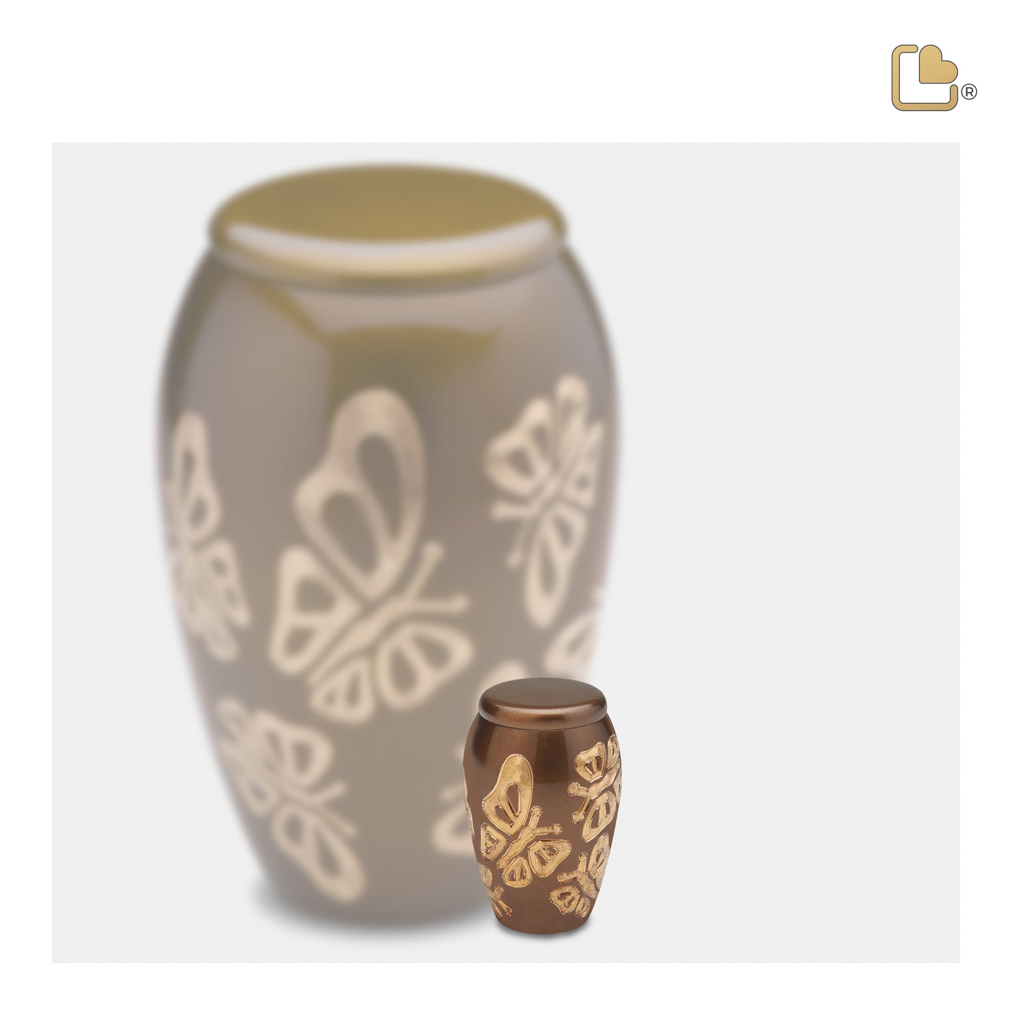 K500   Majestic Butterflies Keepsake Urn Bronze & Bru Gold