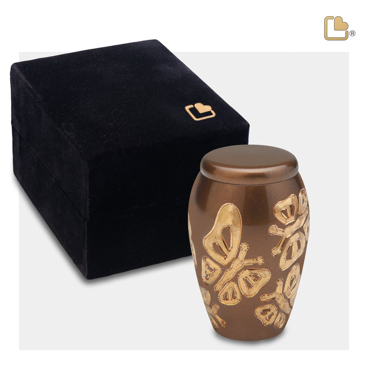 K500   Majestic Butterflies Keepsake Urn Bronze & Bru Gold
