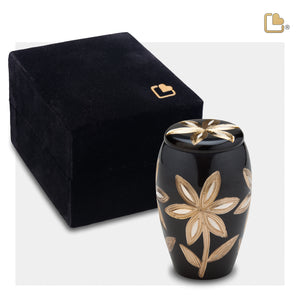 K503   Majestic Lilies Keepsake Urn Midnight & Bru Pewter