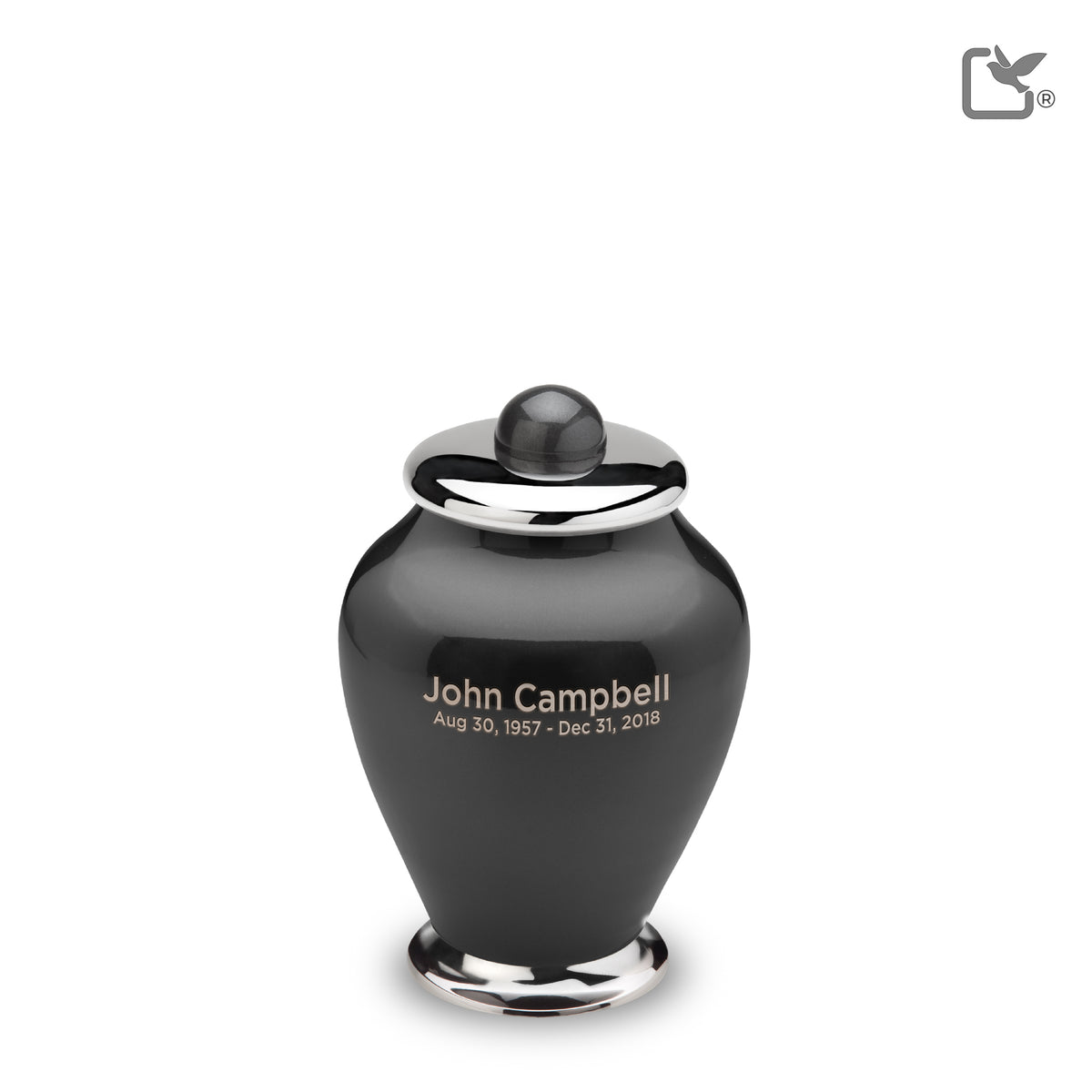 K520   Simplicity Keepsake Urn Midnight &amp; Pol Silver