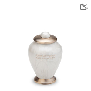 K522   Simplicity Keepsake Urn Pearl White & Bru Gold