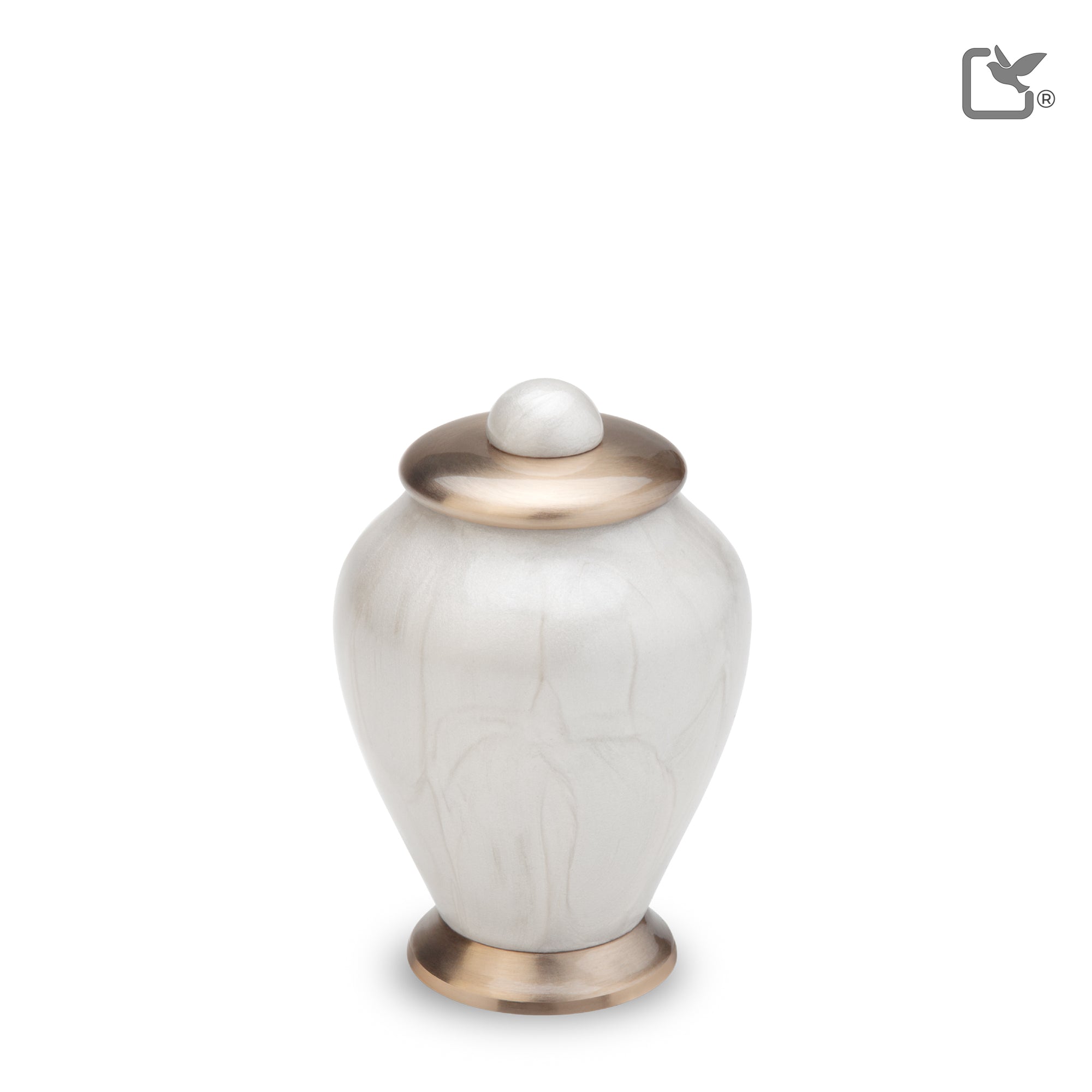 K522   Simplicity Keepsake Urn Pearl White & Bru Gold