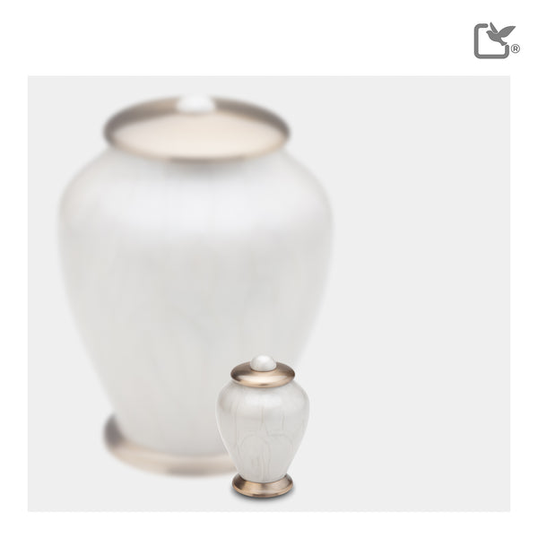 u r n❁ K522 Simplicity Keepsake Urn Pearl White & Bru Gold