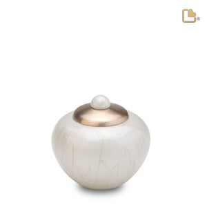 K532   Simplicity Keepsake Urn Pearl White & Bru Gold