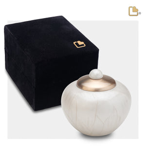 K532   Simplicity Keepsake Urn Pearl White & Bru Gold