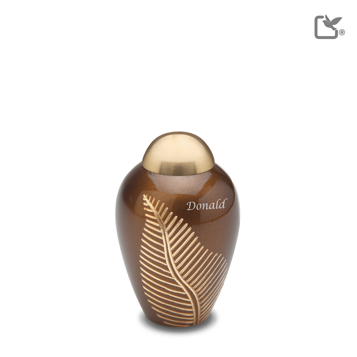 K541   Elegant Leaf Keepsake Urn Bronze &amp; Bru Gold