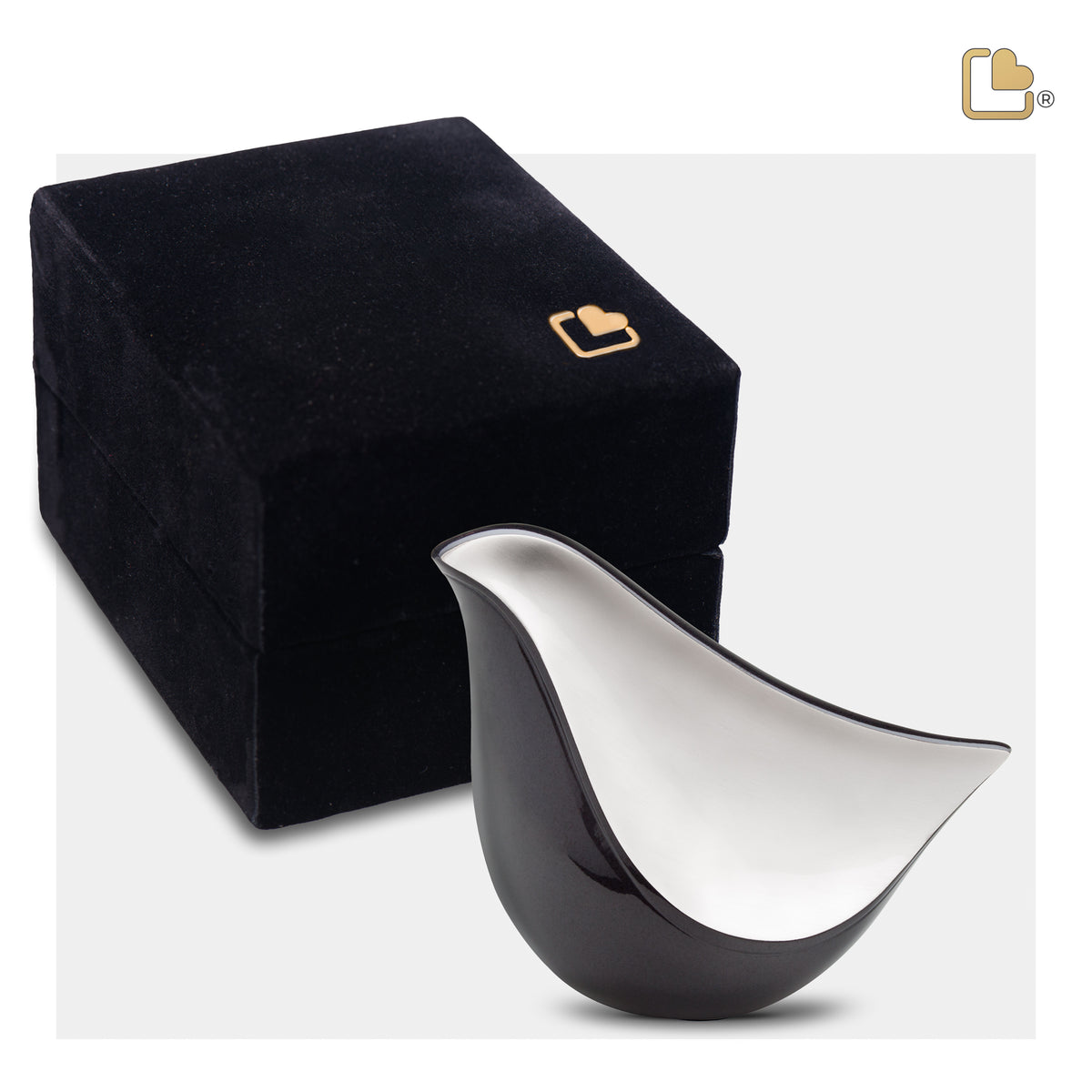 K550   LoveBird Keepsake Urn Midnight & Bru Pewter
