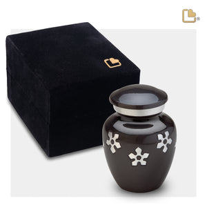 K570   Divine Forget-Me-Not Keepsake Urn Midnight & Bru Pewter