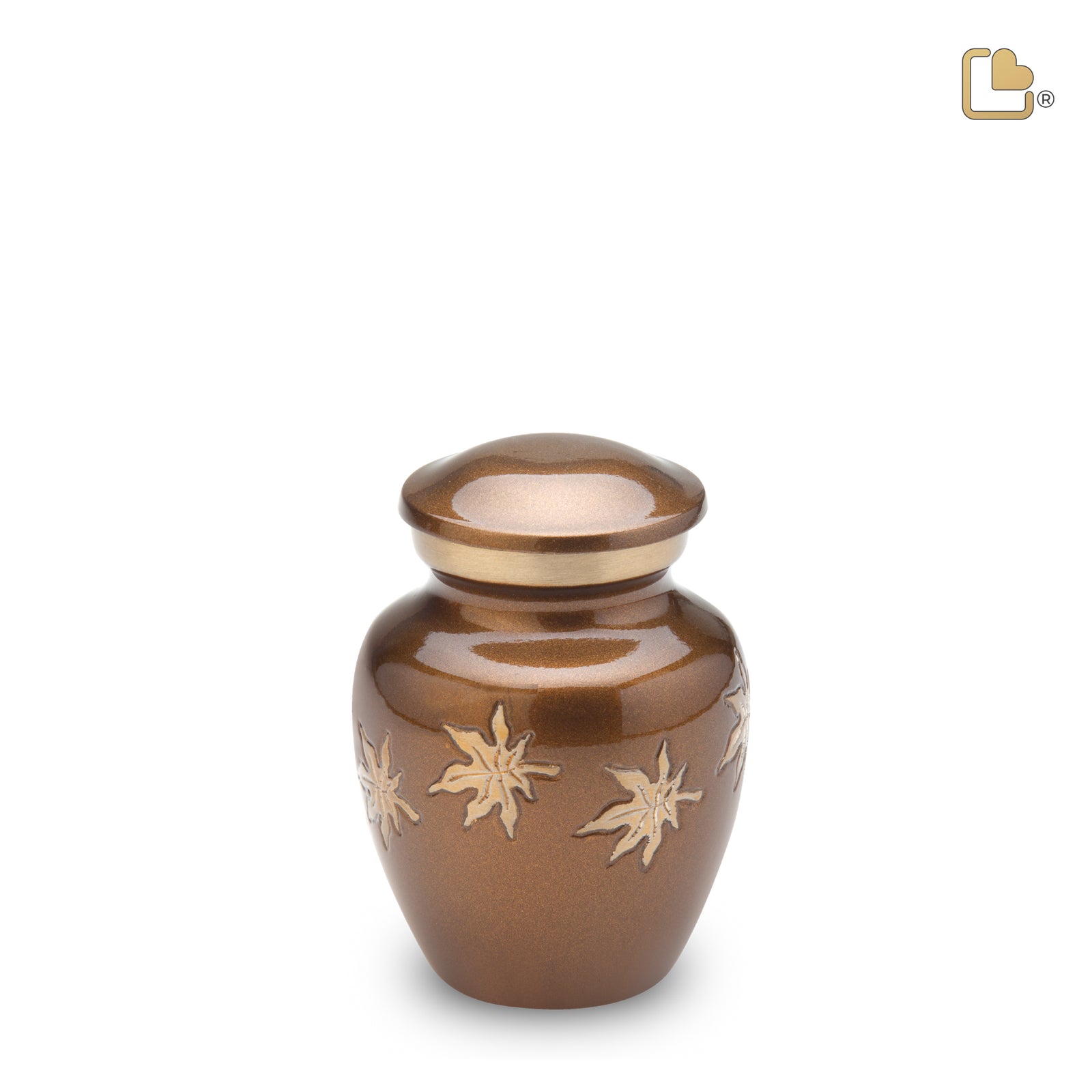 K573   Divine Autumn Leaves Keepsake Urn Bronze & Bru Gold