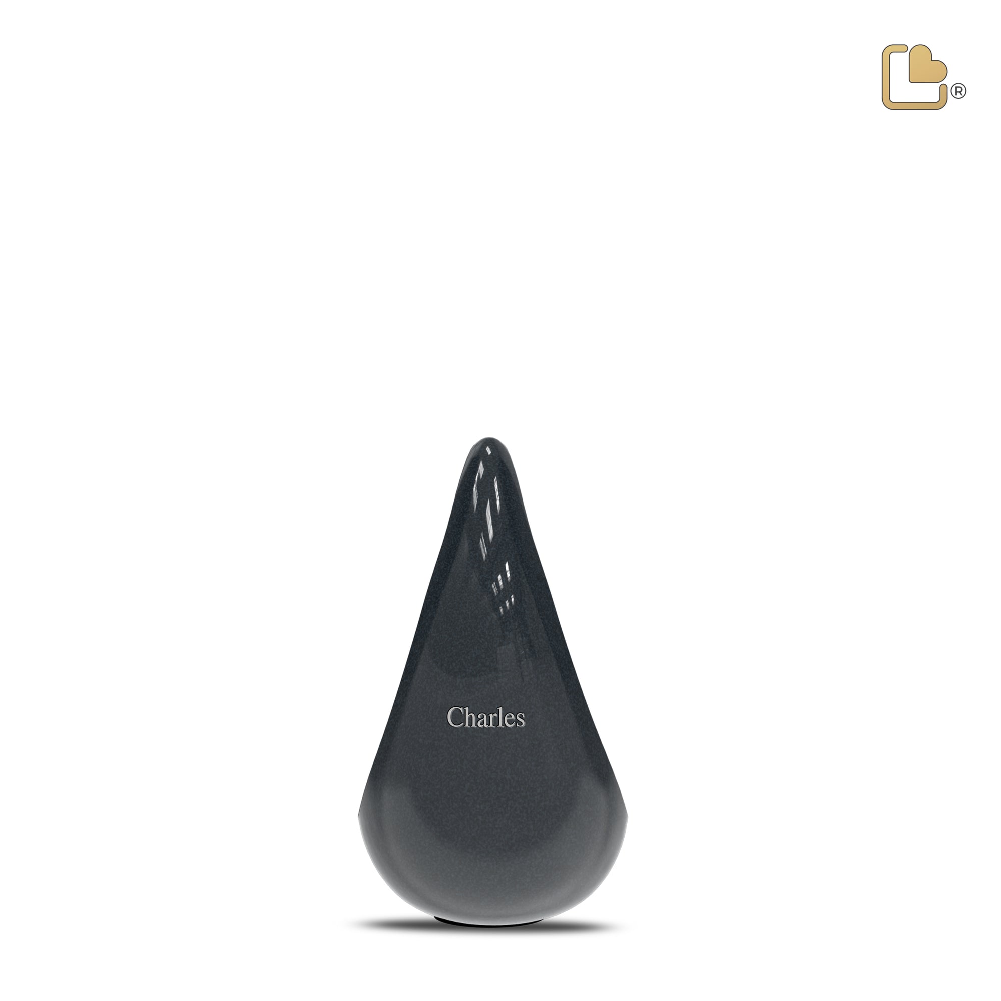 K580   TearDrop Keepsake Urn Midnight & Bru Pewter