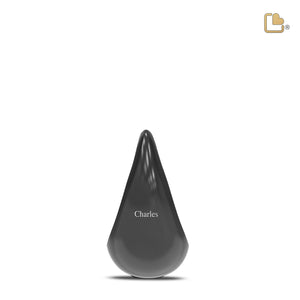 K582   TearDrop Keepsake Urn Black & Hmd Silver