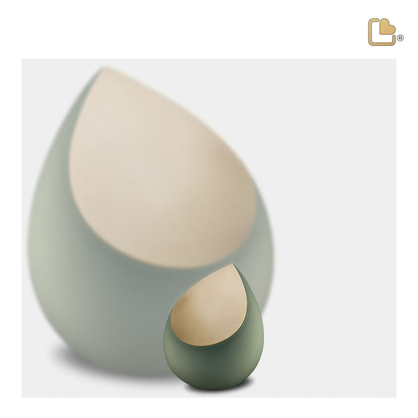 K585 Drop Keepsake Urn Sage Green & Bru Gold - LoveUrns®US