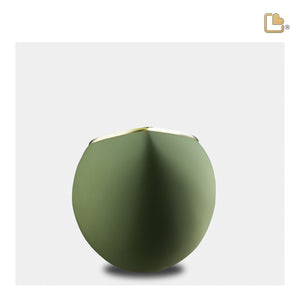 K585   Drop Keepsake Urn Sage Green & Bru Gold