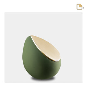 K585   Drop Keepsake Urn Sage Green & Bru Gold