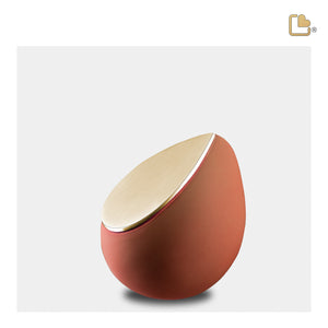 K587   Drop Keepsake Urn Terracotta & Bru Gold