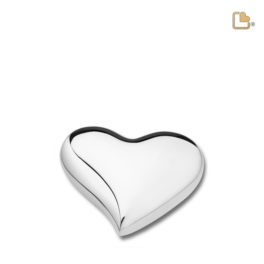 K603 Heart Keepsake Urn Pol Silver - LoveUrns®US