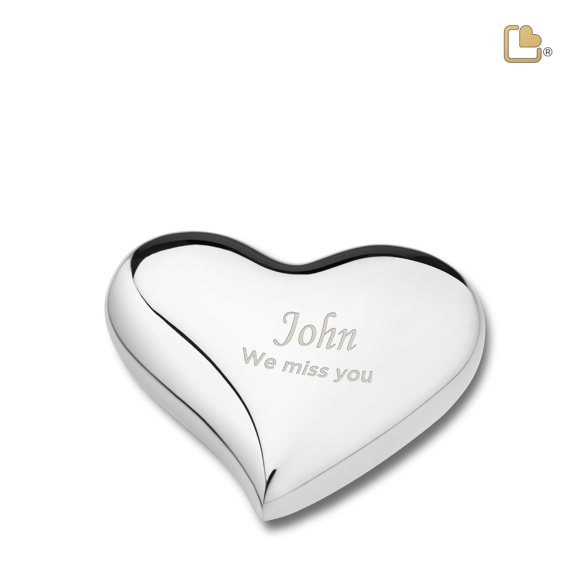 K603   Heart Keepsake Urn Pol Silver