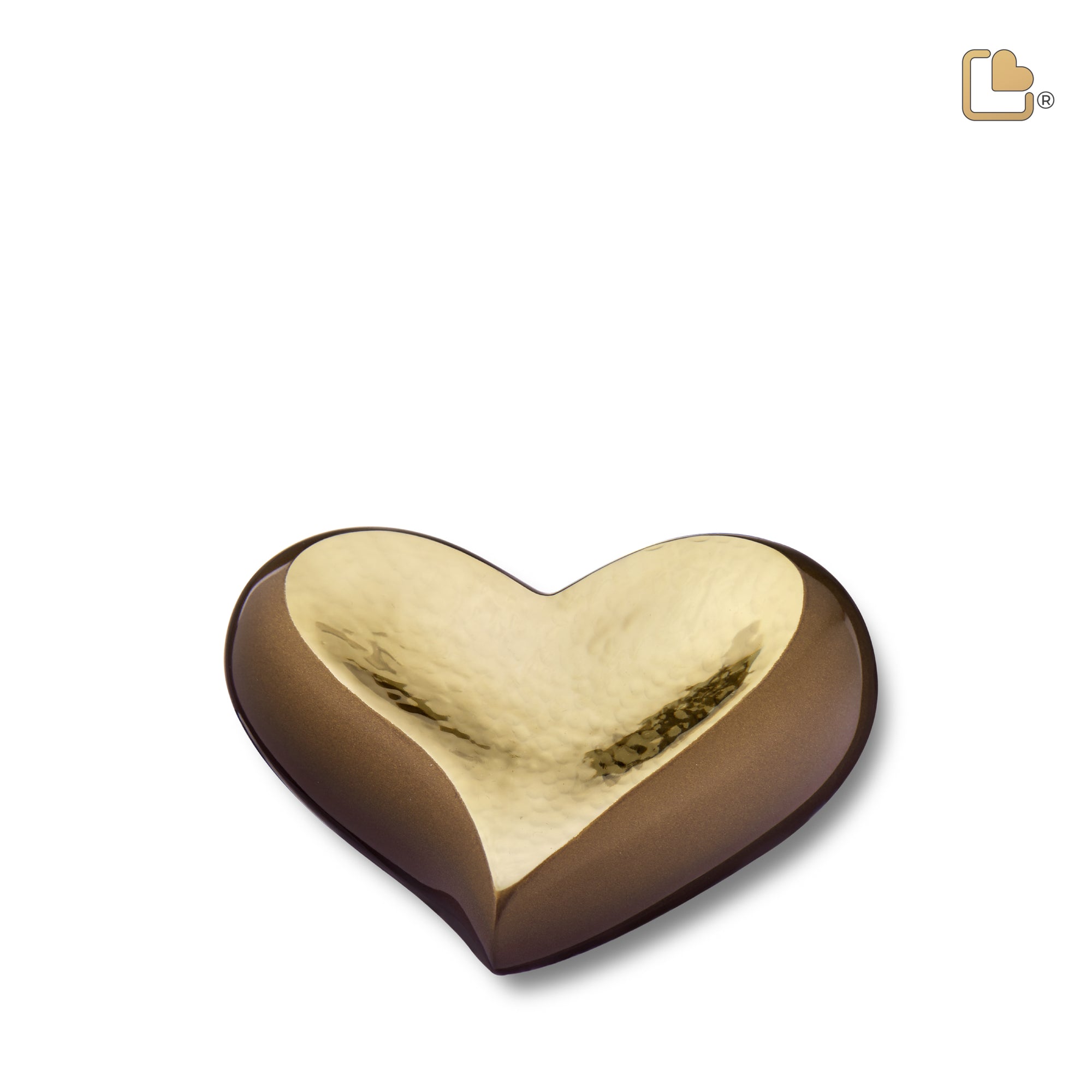 K610   Heart Keepsake Urn Bronze & Hmd Gold