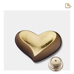 K610   Heart Keepsake Urn Bronze & Hmd Gold