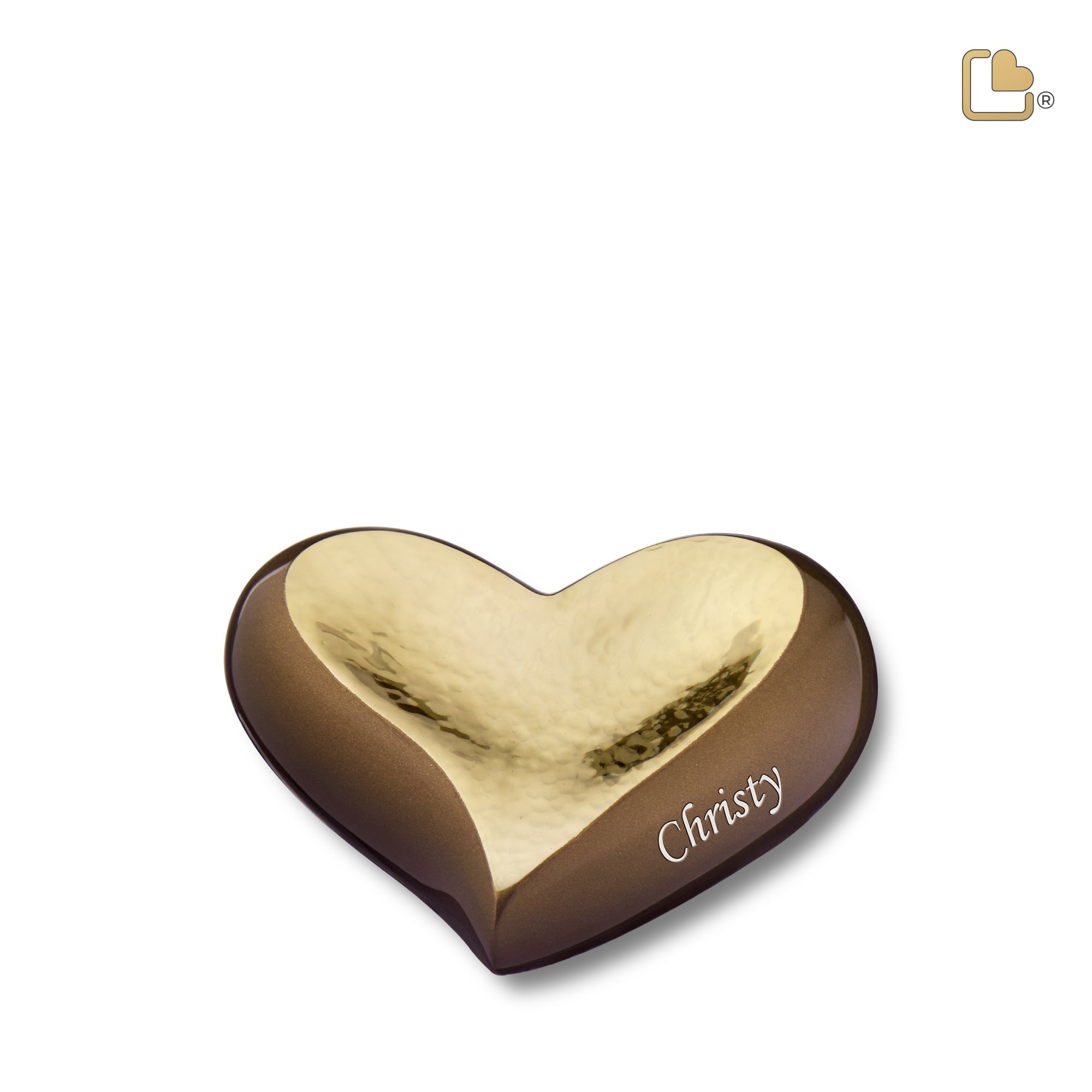 K610   Heart Keepsake Urn Bronze & Hmd Gold