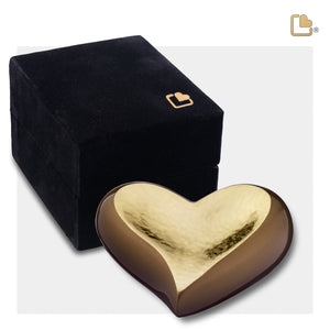 K610   Heart Keepsake Urn Bronze & Hmd Gold