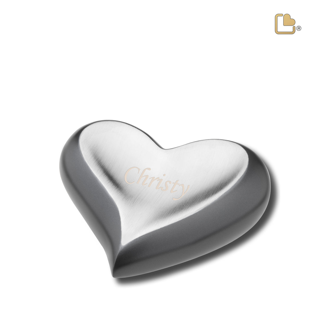 K612   Heart Keepsake Urn Slate &amp; Bru Pewter