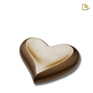 K613   Heart Keepsake Urn Auburn & Bru Gold