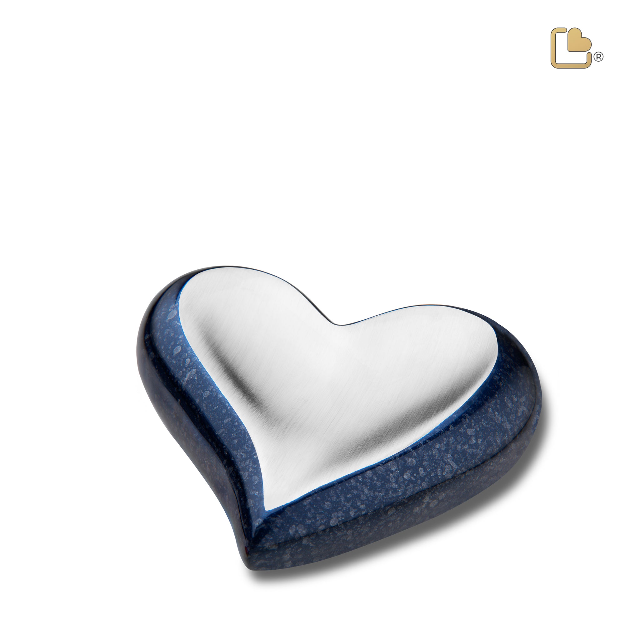 K614   Heart Keepsake Urn Speckled Indigo & Bru Pewter