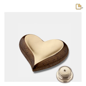 K615   Heart Keepsake Urn Speckled Auburn & Bru Gold