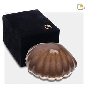 K640   Shell Keepsake Urn Pearl Bronze & Bru Gold