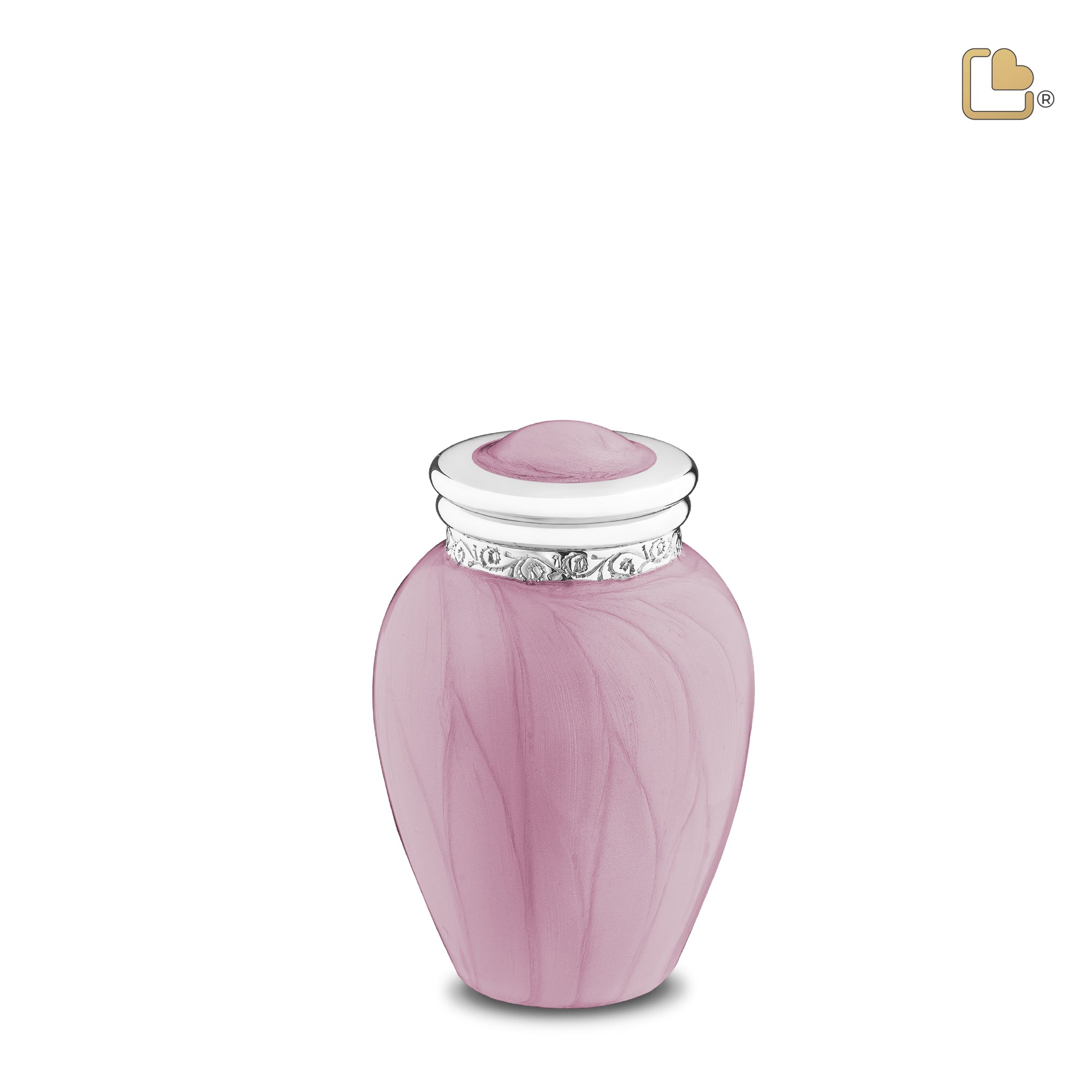 K667   Blessing Keepsake Urn Pearl Pink & Pol Silver