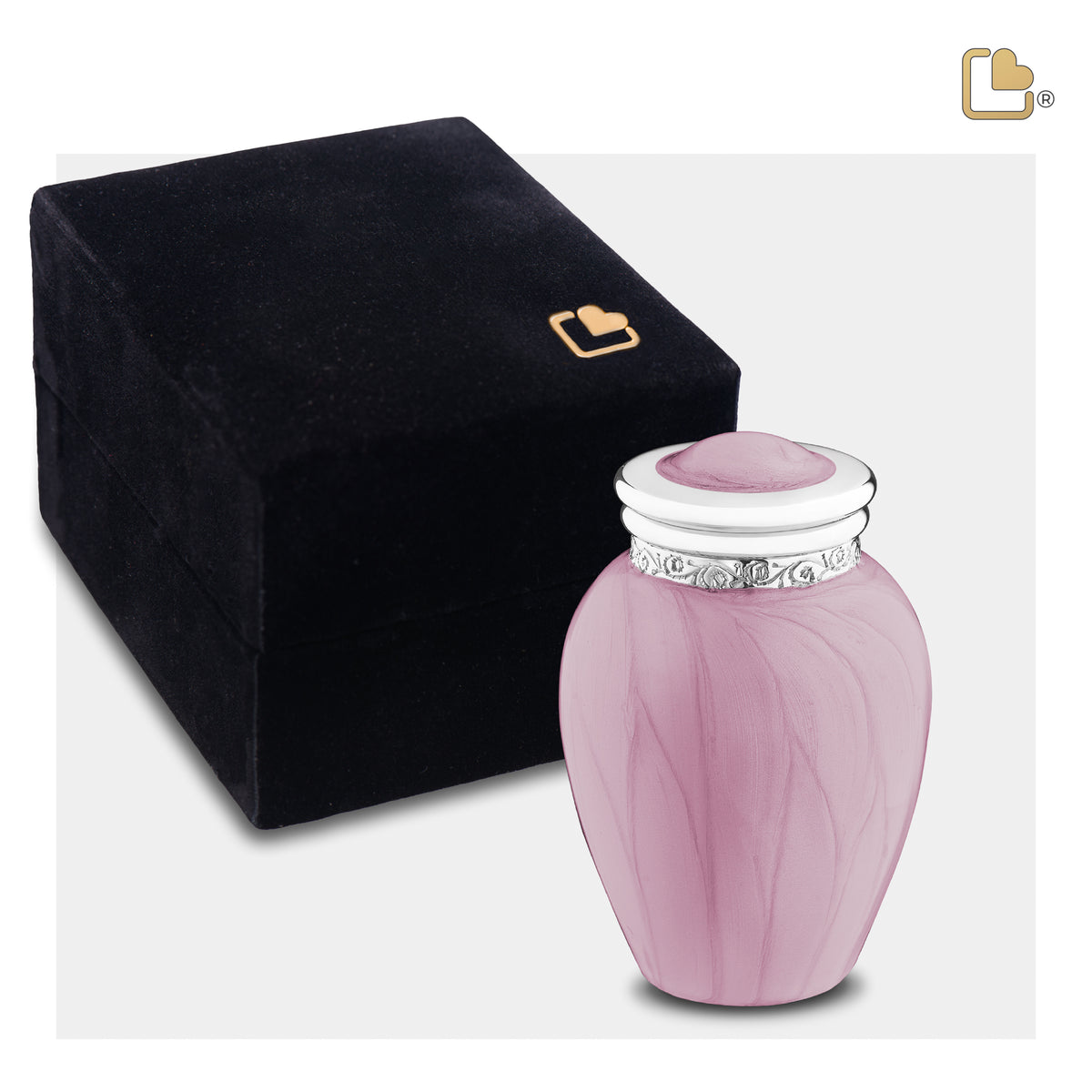 K667   Blessing Keepsake Urn Pearl Pink & Pol Silver