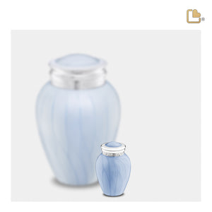 K668   Blessing Keepsake Urn Pearl Blue & Pol Silver