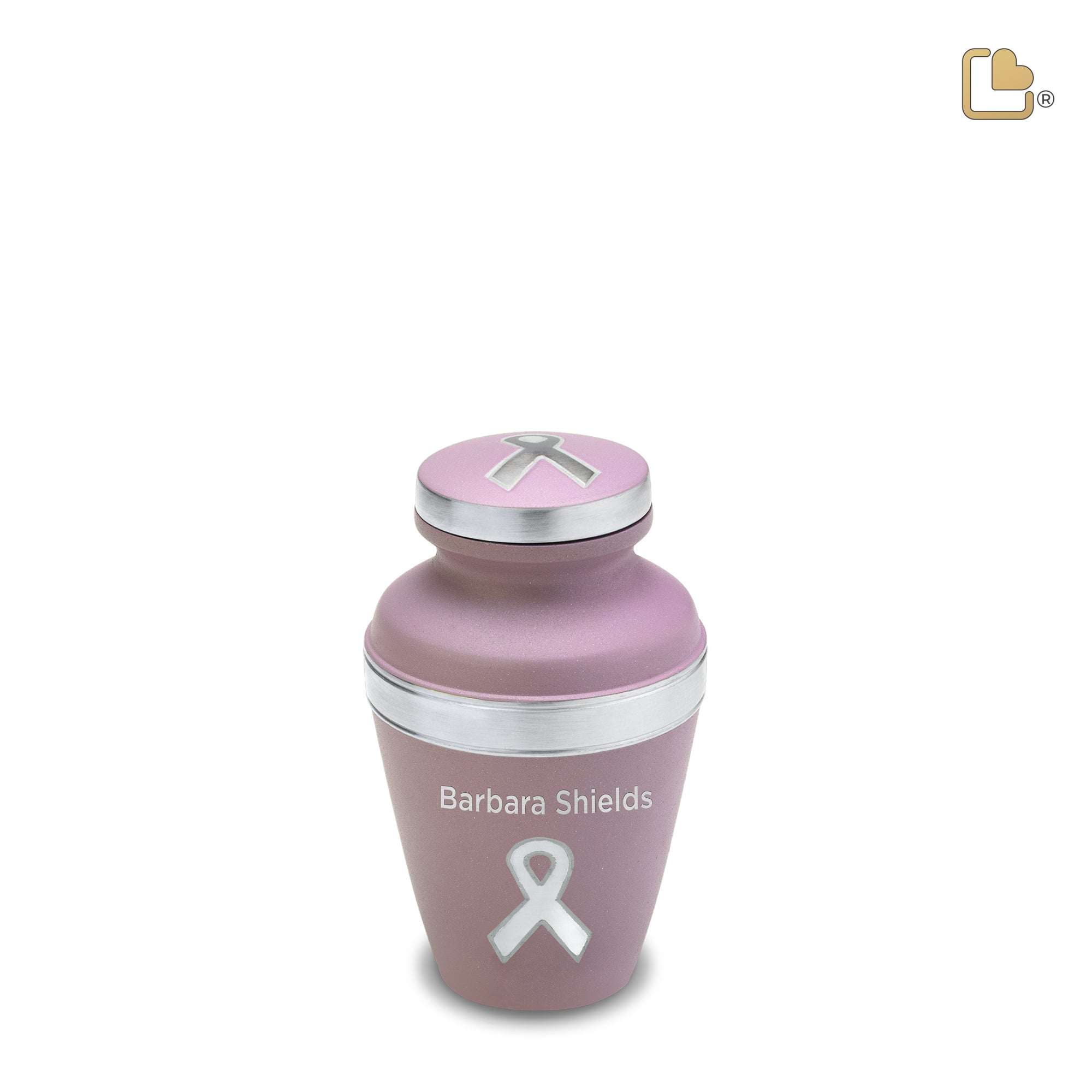 K900   Awareness Keepsake Urn Pink & Bru Pewter