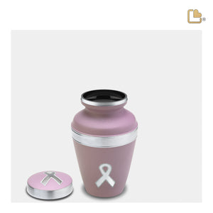 K900   Awareness Keepsake Urn Pink & Bru Pewter