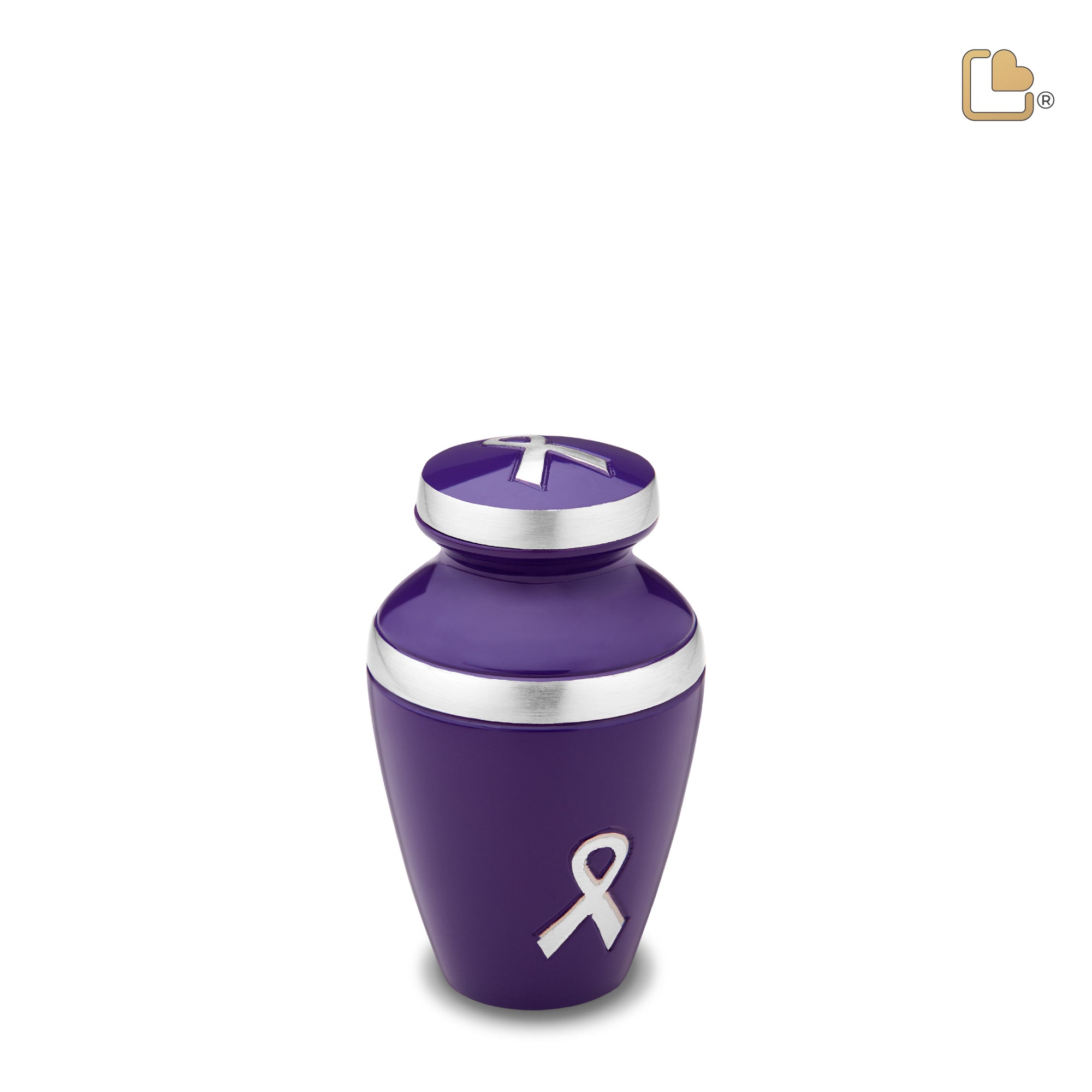 K901   Awareness Keepsake Urn Purple & Bru Pewter