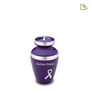 K901   Awareness Keepsake Urn Purple & Bru Pewter