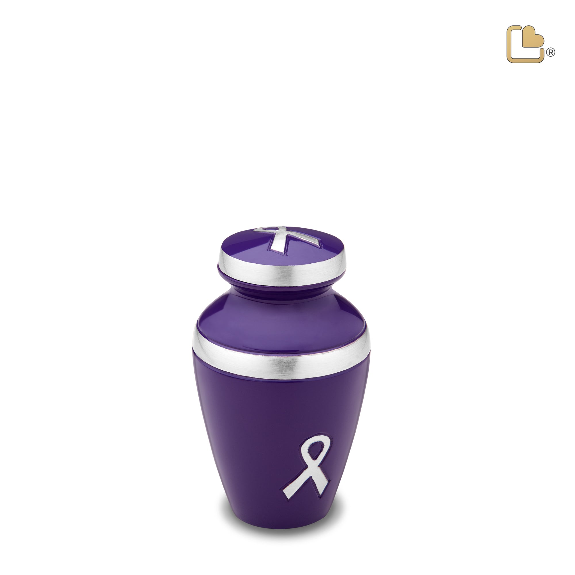 K901   Awareness Keepsake Urn Purple & Bru Pewter