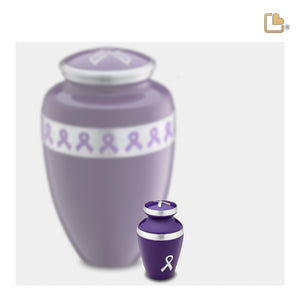 K901   Awareness Keepsake Urn Purple & Bru Pewter