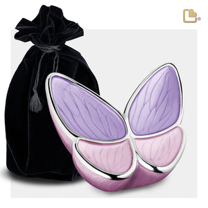 M1040   Wings of Hope Medium Urn Pearl Lavender & Pol Silver