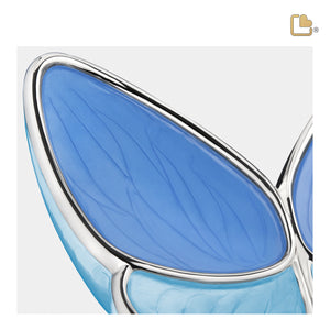 M1041   Wings of Hope Medium Urn Pearl Blue & Pol Silver